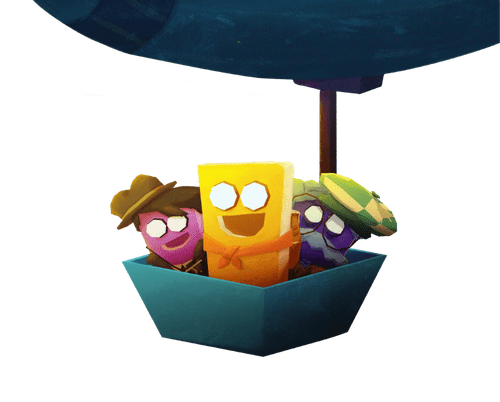 Patch and friends in a hot air balloon